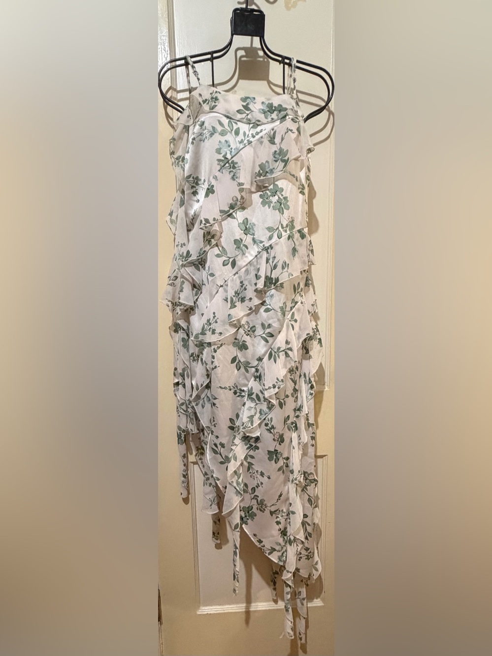 Misa Los Angeles White Floral Asymmetrical Ruffle Dress - Picture 14 of 15